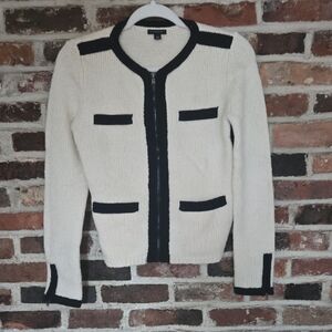 Ann Taylor Cream and Black Cardigan Sweater